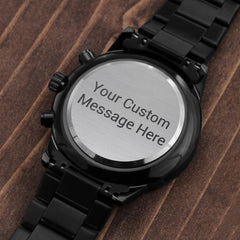 Customizable Engraved Black Chronograph Watch — A Perfect Gift For That Special Someone