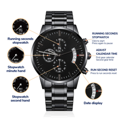 Customizable Engraved Black Chronograph Watch — A Perfect Gift For That Special Someone