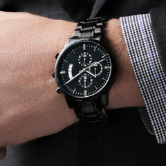 Customizable Engraved Black Chronograph Watch — A Perfect Gift For That Special Someone