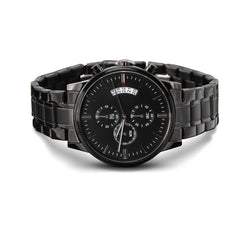 Customizable Engraved Black Chronograph Watch — A Perfect Gift For That Special Someone
