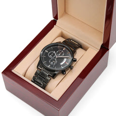 Customizable Engraved Black Chronograph Watch — A Perfect Gift For That Special Someone