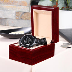 Customizable Engraved Black Chronograph Watch — A Perfect Gift For That Special Someone