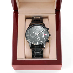 Black Chronograph Watch with Engraved Design for DAD - “You're My #1 Superhero”