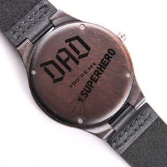 Premium Sandalwood Engraved Watch for Dad – “You're My #1 Superhero”
