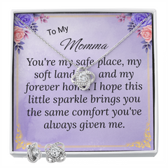 To My Momma Love Knot Necklace & Earring Set – Heartfelt Gift from Child