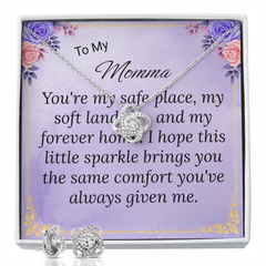 To My Momma Love Knot Necklace & Earring Set – Heartfelt Gift from Child