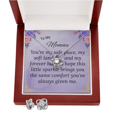 To My Momma Love Knot Necklace & Earring Set – Heartfelt Gift from Child