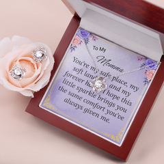 To My Momma Love Knot Necklace & Earring Set – Heartfelt Gift from Child