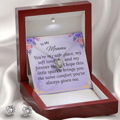 To My Momma Love Knot Necklace & Earring Set – Heartfelt Gift from Child
