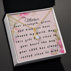 To My Mother Necklace--Alluring Beauty Pendant + Heartfelt Message Card