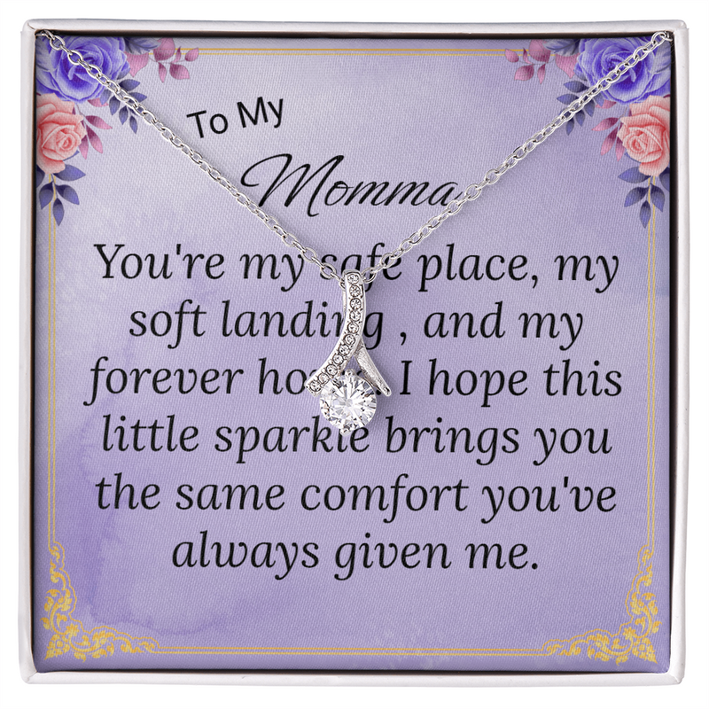 To My Momma Necklace --Alluring Beauty Pendant + Heartfelt Message Card