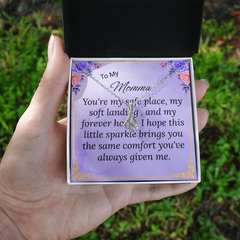 To My Momma Necklace --Alluring Beauty Pendant + Heartfelt Message Card