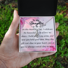 To My Daughter-- Alluring Beauty Pendant + Heartfelt Message Card